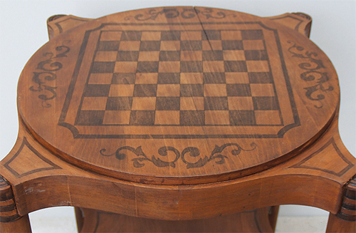 painted wood inlay game table