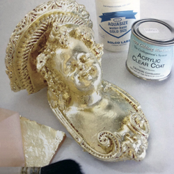 Gilding with waterbased adhesive size