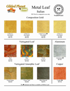 aluminum and imitation Silver color chart
