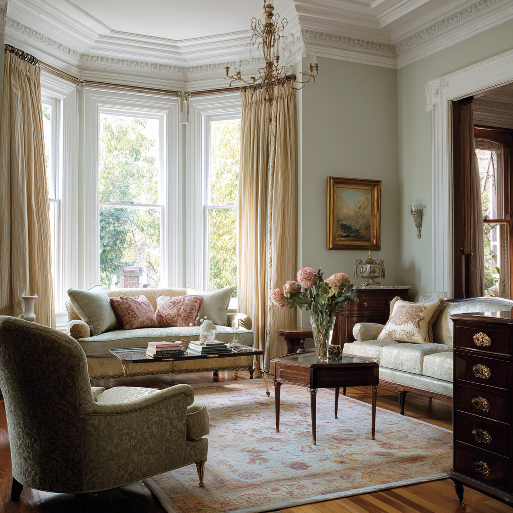 Edwardian interior detail: light palette and floral pattern